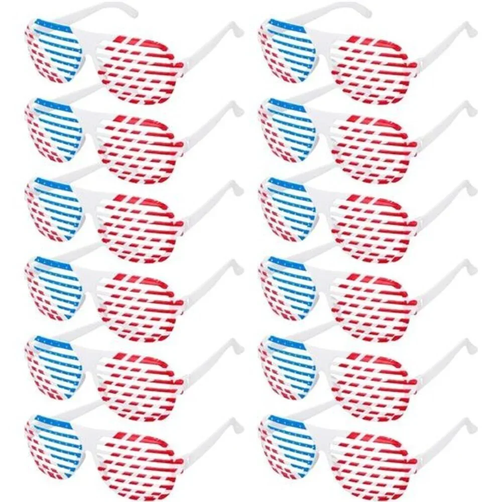 Memorial Day 4th of July Shutter Glasses 12 Pack, Red White & Blue American